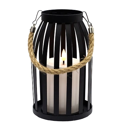 Lanterne noire avec chandelle LED