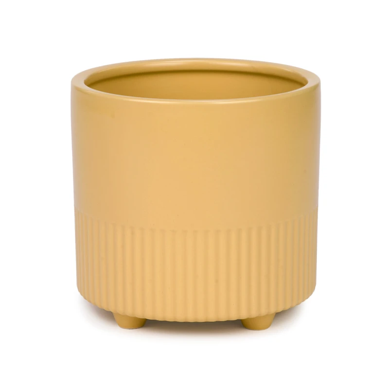 Cache-pot jaune sur pieds
