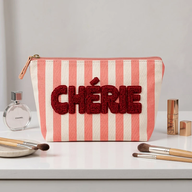 Trousse avec texte en sherpa - Chérie