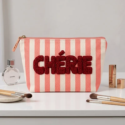 Trousse avec texte en sherpa - Chérie
