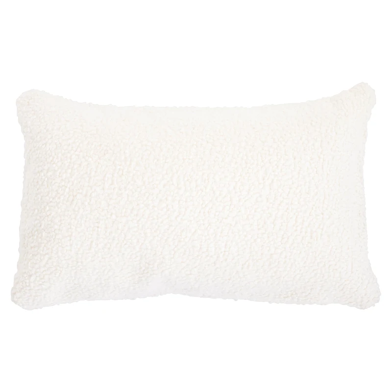 Coussin bouclé rectangle Lori - Ivoire