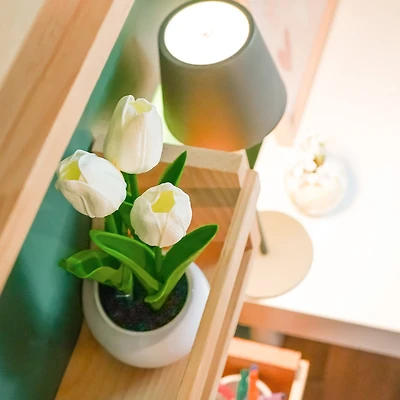 Pot avec tulipes - Blanc