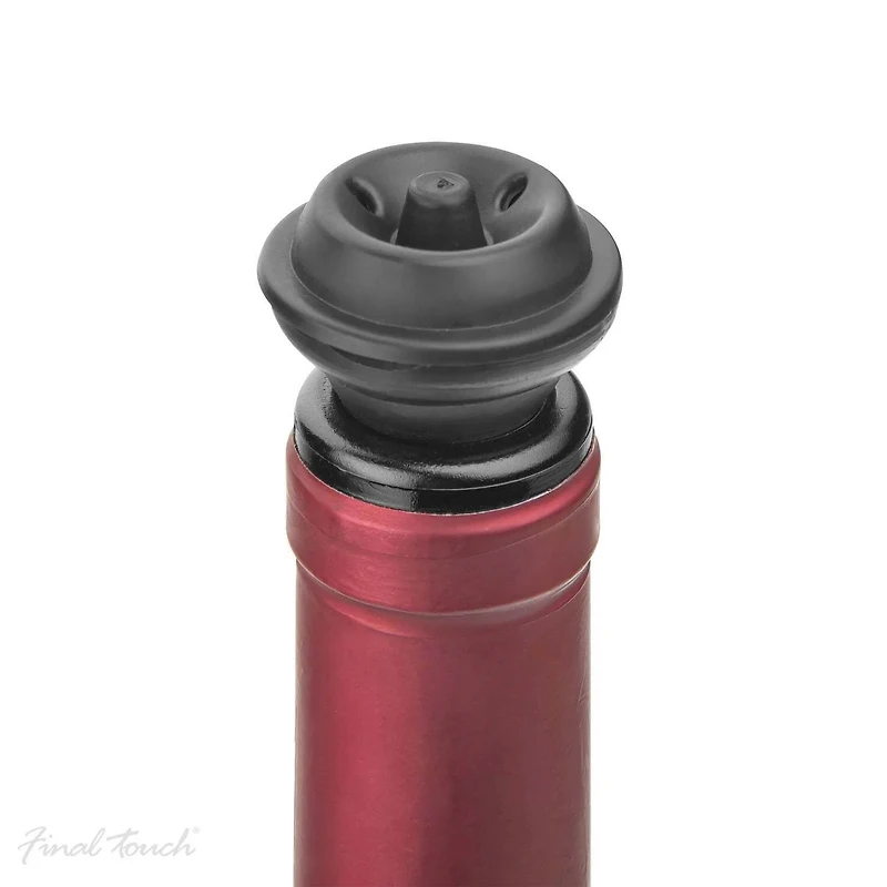 Pompe à vin avec 2 bouchons - Noir mat