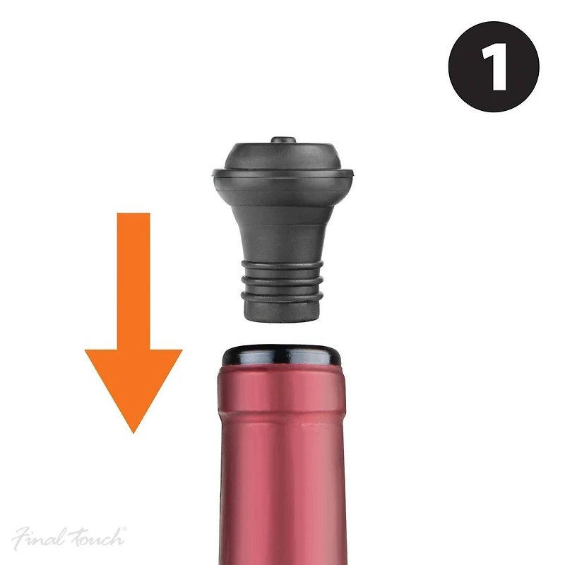 Pompe à vin avec 2 bouchons - Noir mat