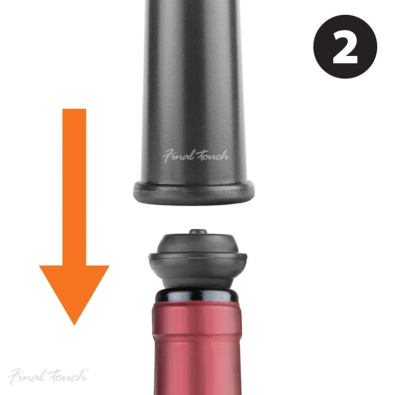 Pompe à vin avec 2 bouchons - Noir mat