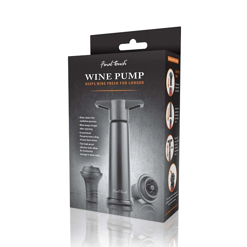 Wine pump with 2 stoppers - Matte black