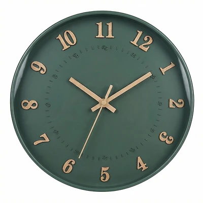 Horloge murale - Vert forêt & or