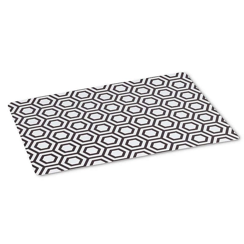 Napperon motifs hexagones et ronds - Noir et blanc