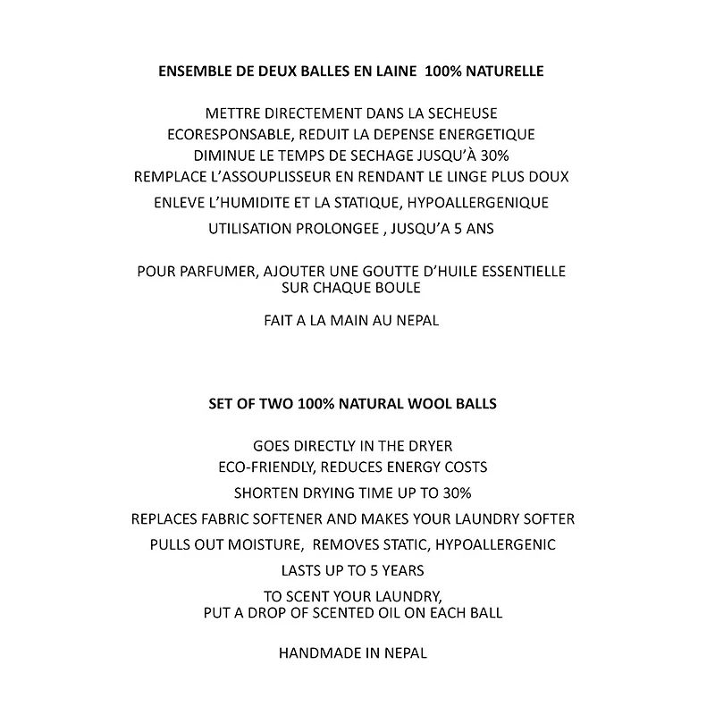 Balles de séchage en laine
