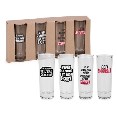 Set of 4 shot glasses - With text