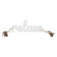 White "Relaxe" word with beads
