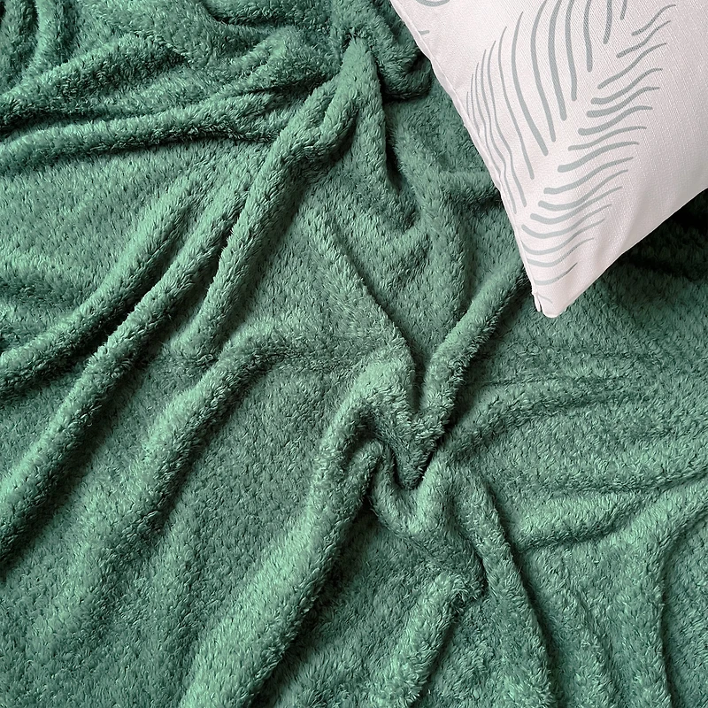 Jeté Kozy texturé - Vert forêt