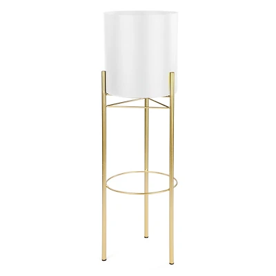 White pot on golden stand