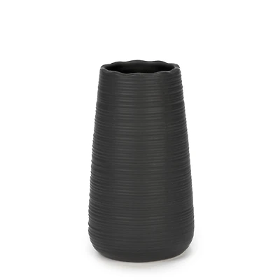 Vase strié noir - 6"