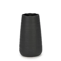 Black striated vase - 6"