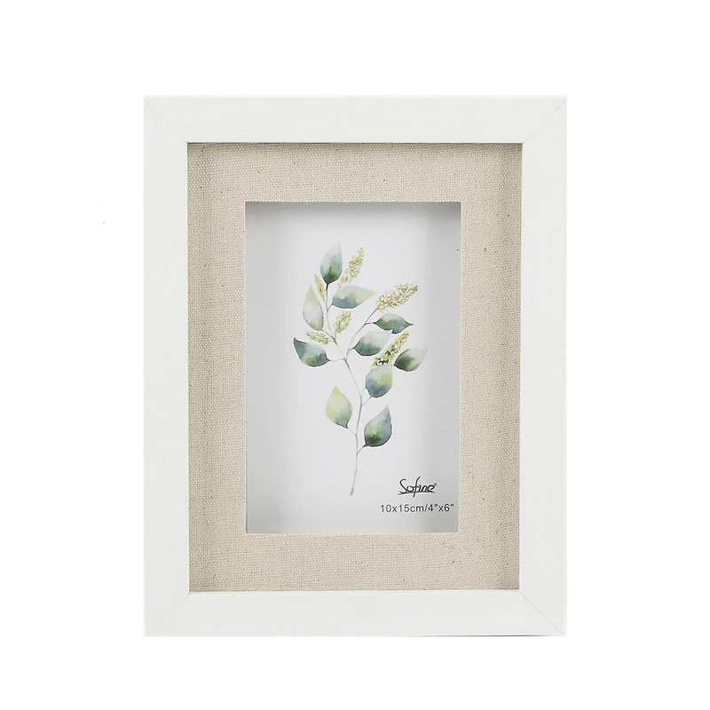 Cadre photo blanc et lin - 6 x 8