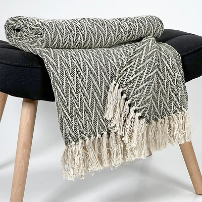 Fringe throw - Olive green
