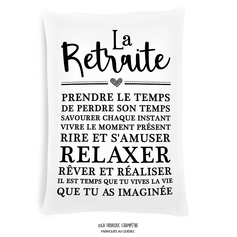 Coussin à texte - La retraite