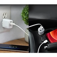 HyperGear 20W White Dual Port USB-A + USB-C CLA + Wall Charger Bundle Pack