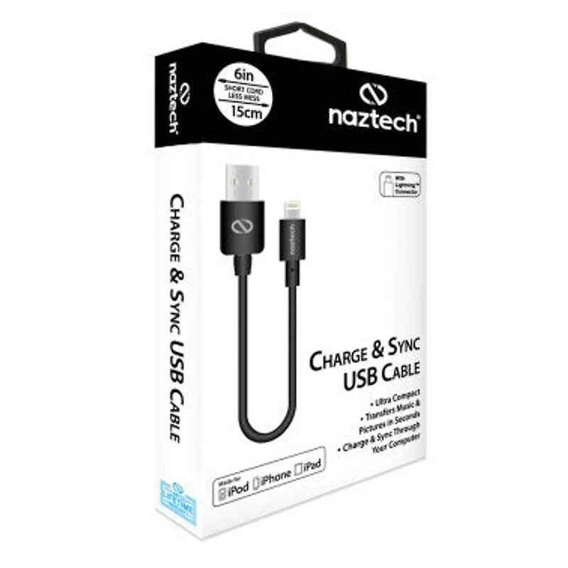 Naztech 6in. USB-A to Lightning Charge and Sync Cable