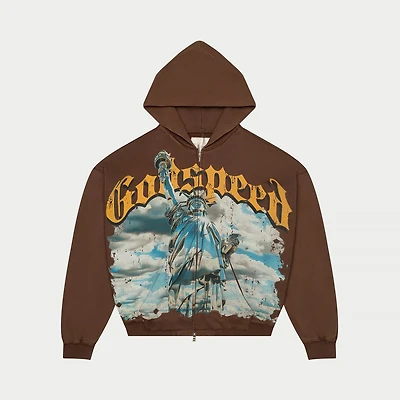 GodSpeed Chrome Liberty Zip Hoodie V2 (Brown Wash)