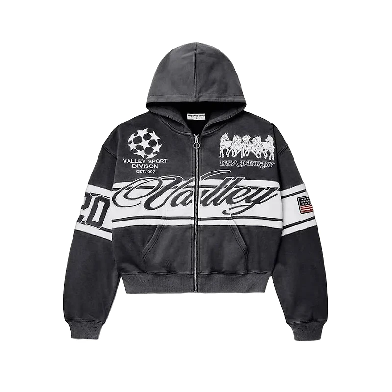 Vale Black Cursive Zip Up Hoodie