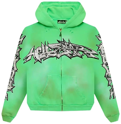 Hellstar Graffiti Zip-Up Hoodie 'Green'