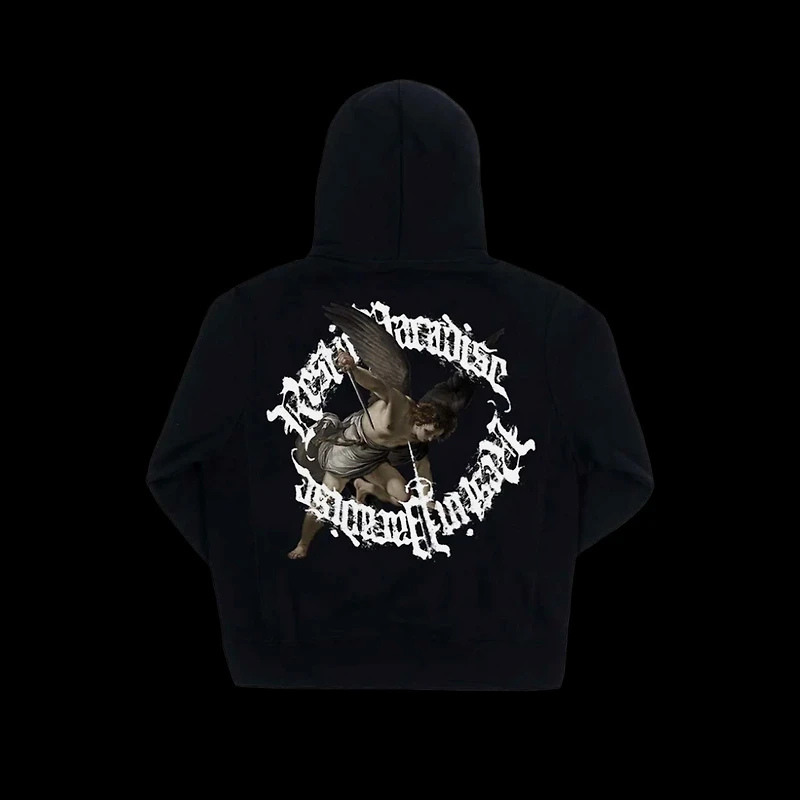 Revenge Puff Print Hoodie Black