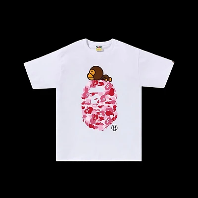 Bape Colour Camo Milo on Big Ape Tee White