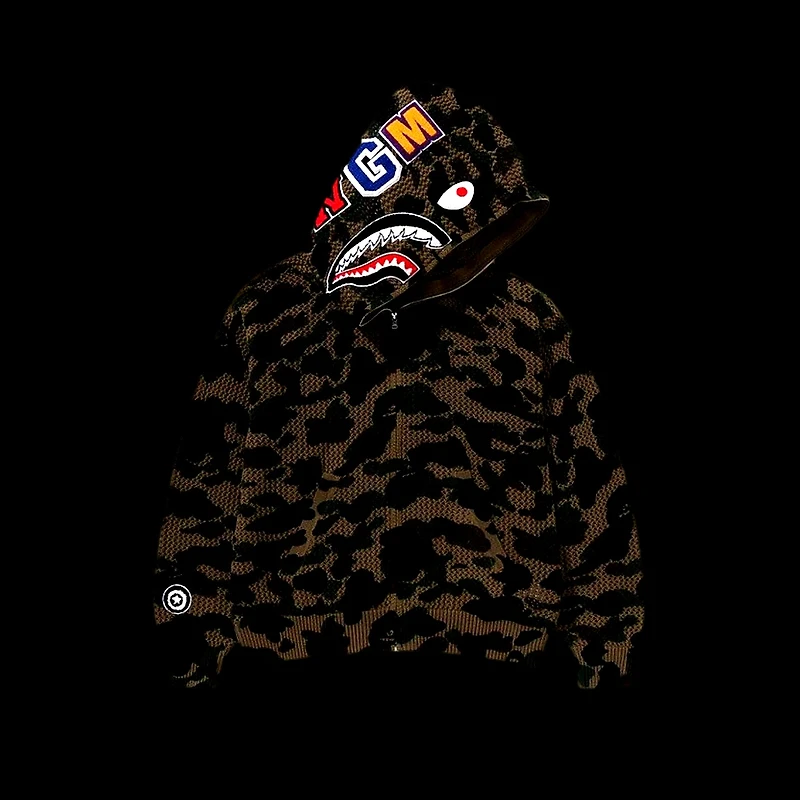 Bape 1st Camo Crochet Shark Full Zip Hoodie
