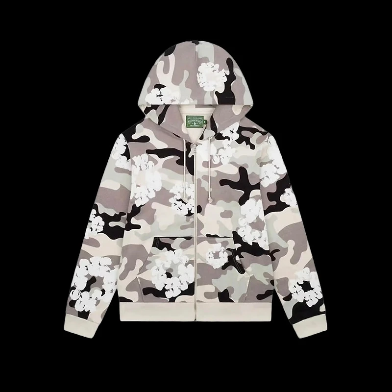 Denim Tears The Wreath Zip Hoodie 'White Camo'