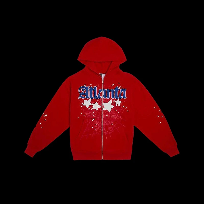 Sp5der Atlanta Zip Up Hoodie 'Red'