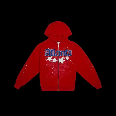 Sp5der Atlanta Zip Up Hoodie 'Red'