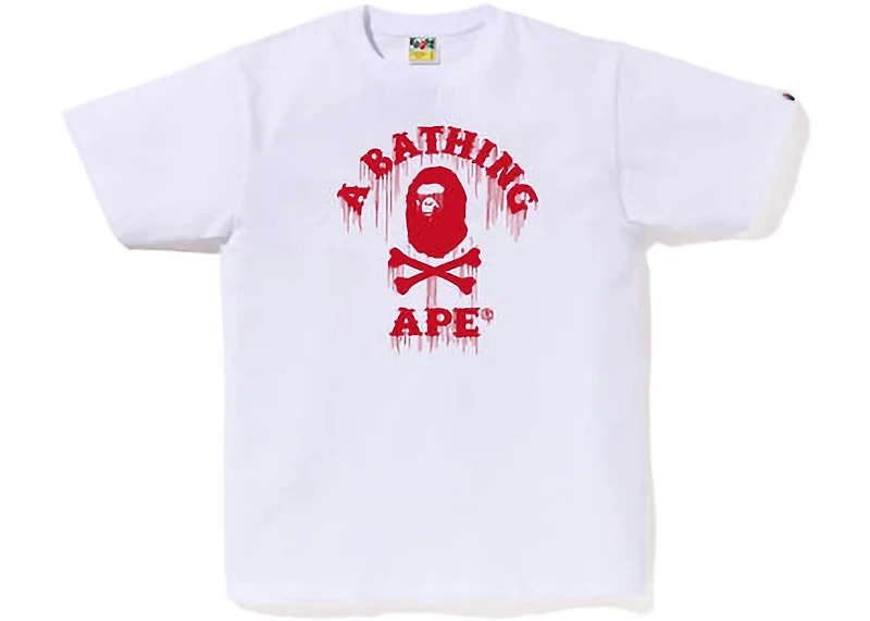 BAPE Drip Ape Crossbone College Tee 'White'