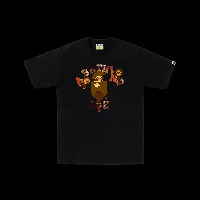 Bape Check College Milo Tee Black