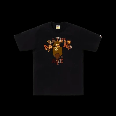 Bape Check College Milo Tee Black