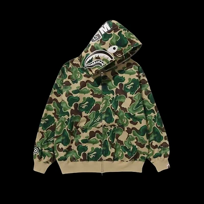 BAPE Zip Up Green Art Camo Shark
