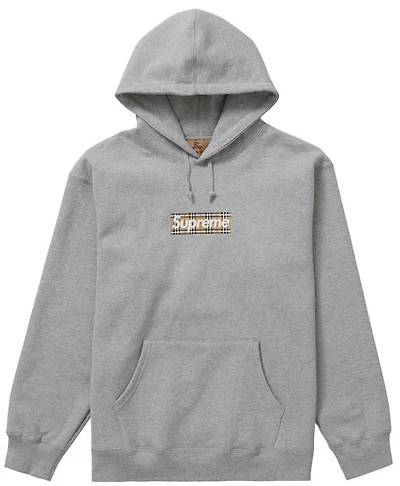 Supreme Burberry Box Logo Hoodie Grey