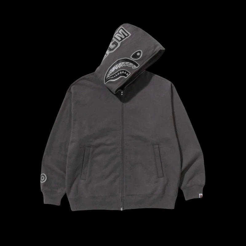 Bape Zip Up Grey ink camo shark full