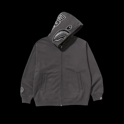 Bape Zip Up Grey ink camo shark full