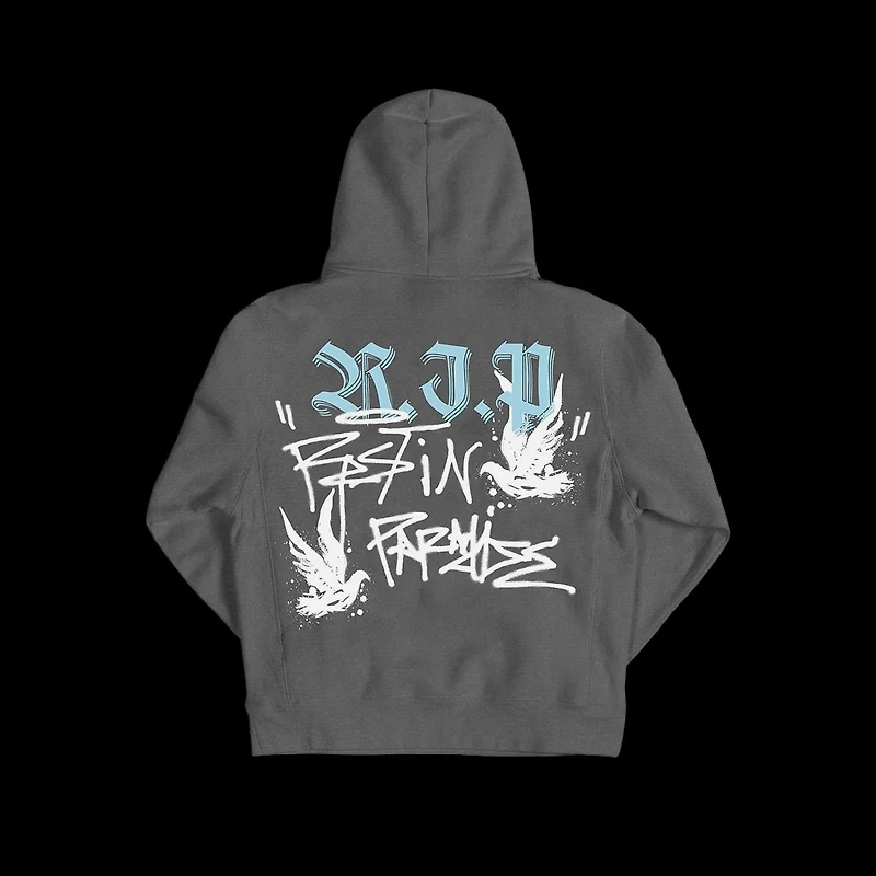 REVENGE GRAFFITI DOVE VINTAGE BLACK HOODIE