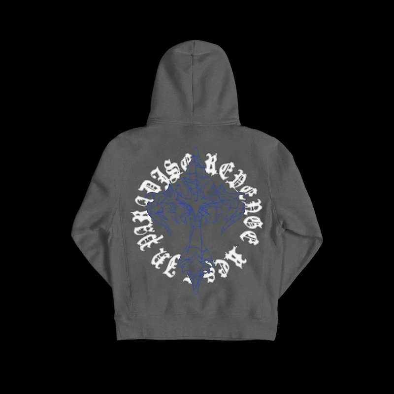 Revenge Web Print Hoodie Blue/Grey