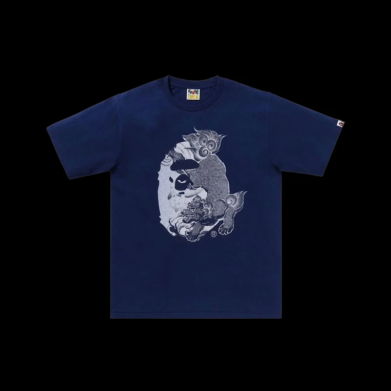 Bape Japanese Tattoo Big Ape Head Tee Navy