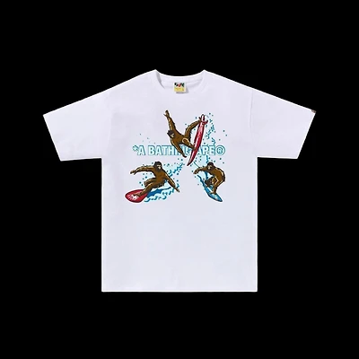 Bape Surfing Apes Tee White
