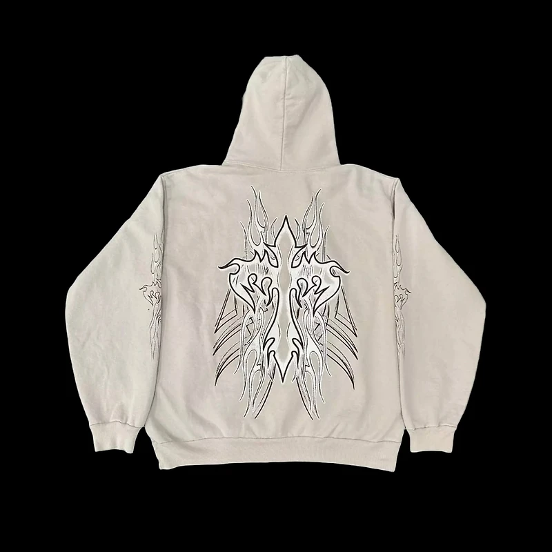 Revenge Flaming Cross Hoodie Cement