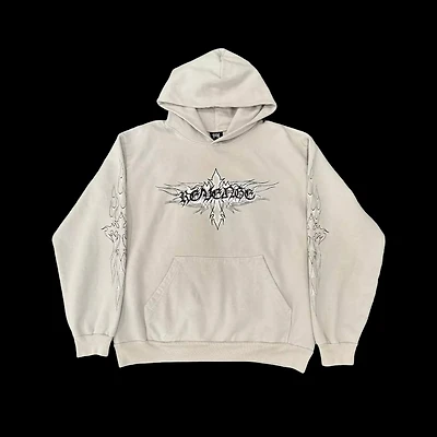 Revenge Flaming Cross Hoodie Cement