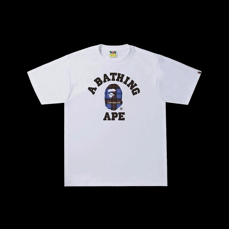 Bape ABC Ape Navy Check Head Tee White