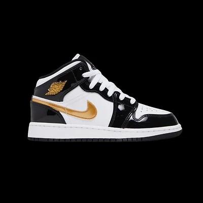 Air Jordan 1 Mid Patent SE GS 'Black Gold'