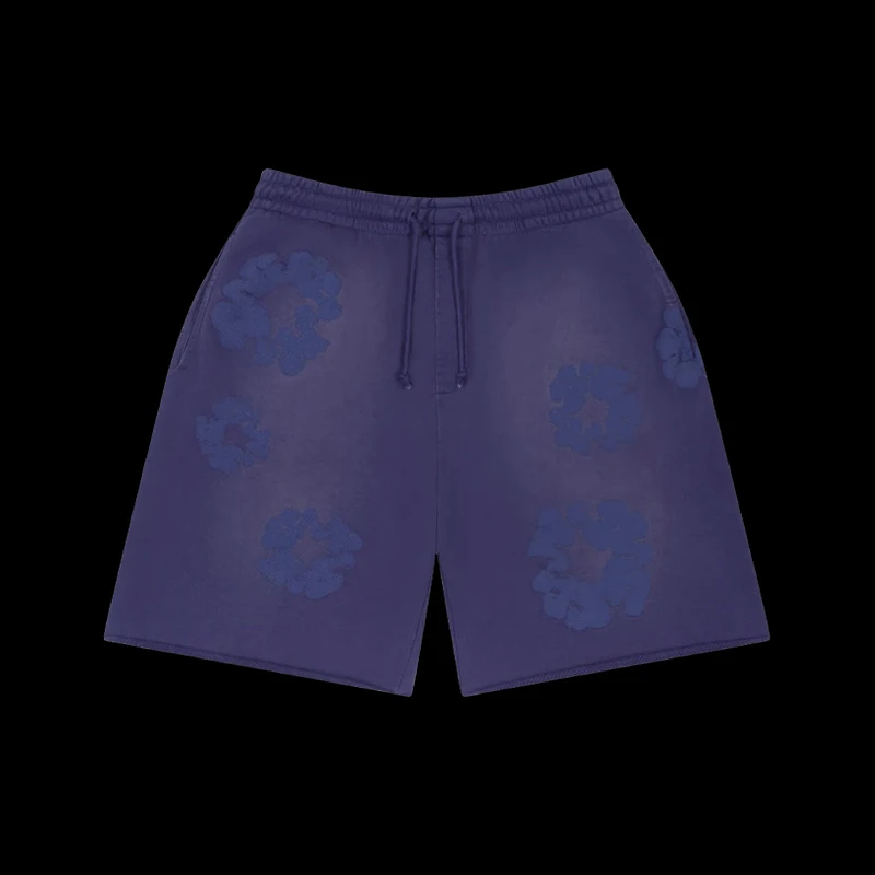 Denim Tear Mono Cotton Wreath Shorts Navy