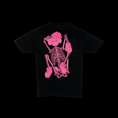 Kaws x Skeleton New Fiction Bone Pink Black Tee